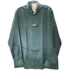 NEW LILYSILK Men’s Classic Silk Shirt Fir Green Size L | Placket Button-Up